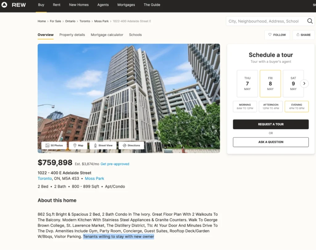 Tenanted Property in MLS Listing example